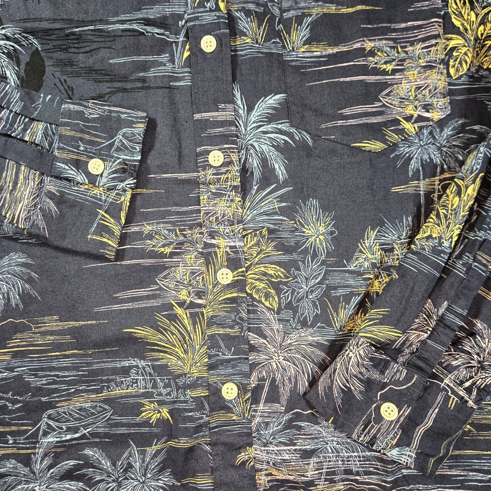 Gap Easy Shirt Womens L Linen Blend Hawaiian Tropical Button Up Beach Resort - Picture 3 of 10